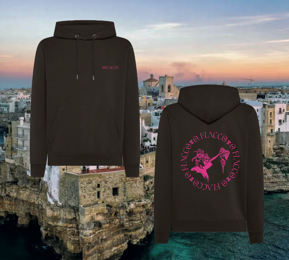 Felpa cappuccio scritta viola - flacco bari