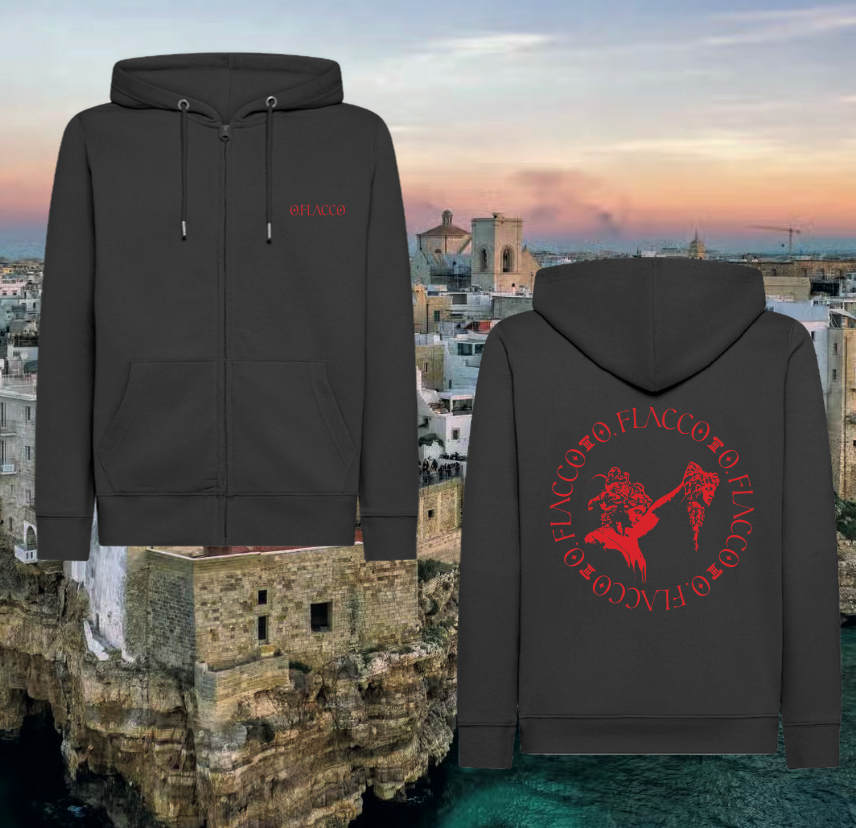Felpa zip scritta rossa - flacco bari