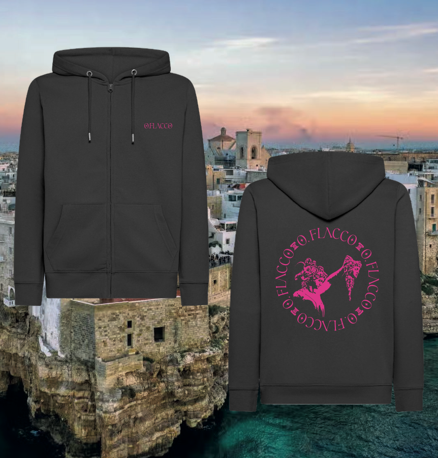 Felpa zip scritta viola - flacco bari