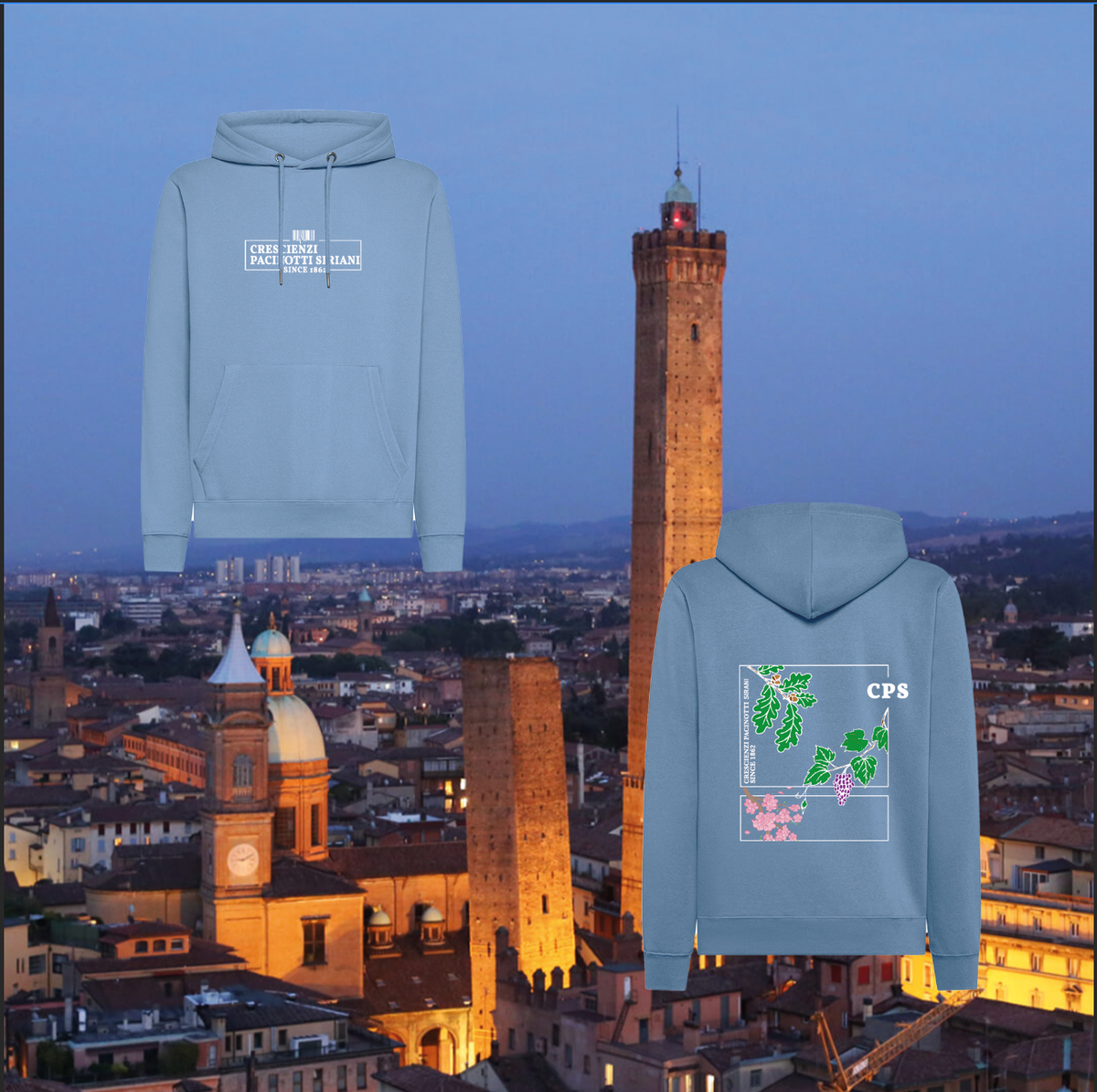 Felpa Cappuccio Ciliegio - Istituto Crescenzi Pacinotti Siriani