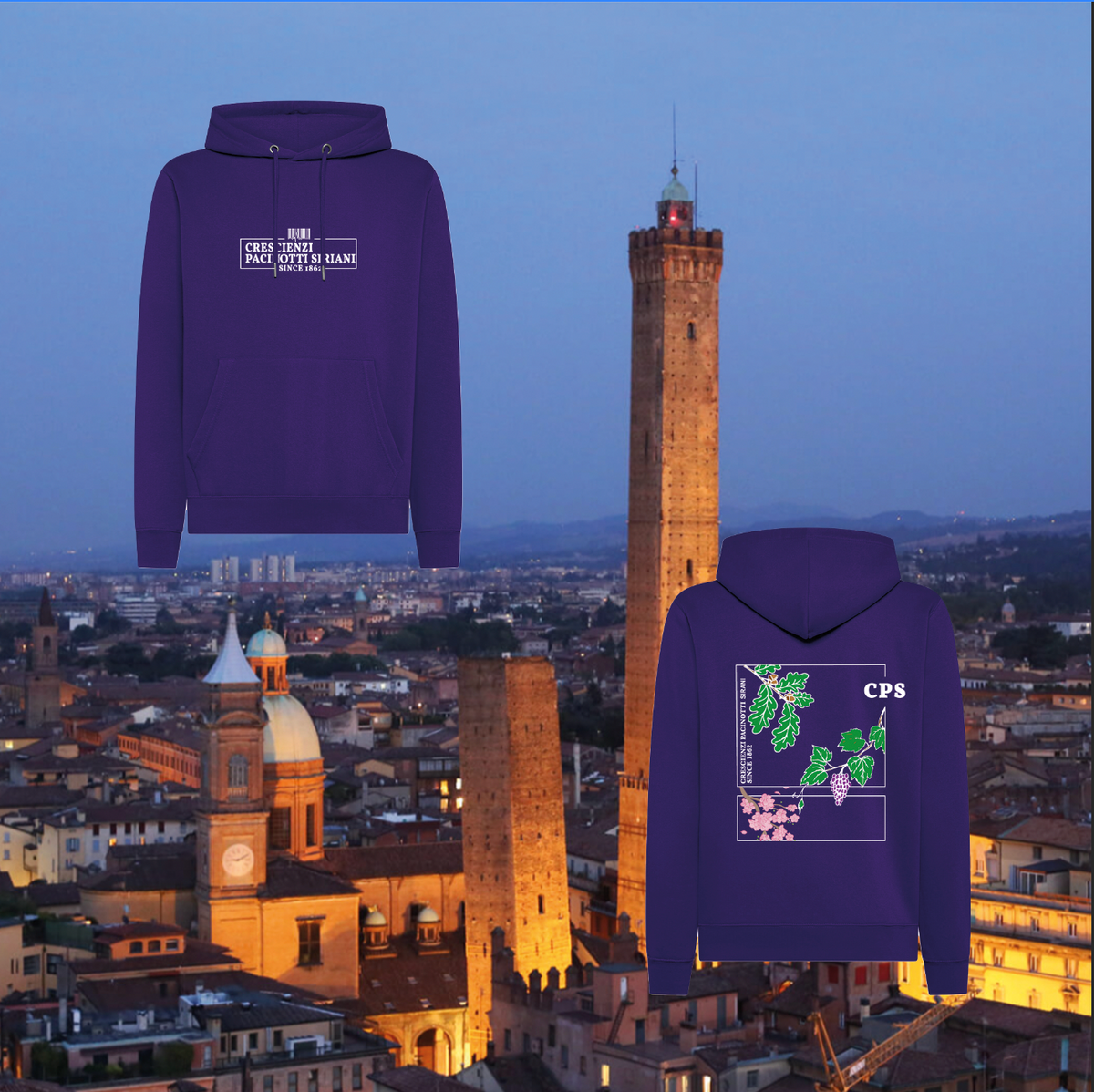 Felpa Cappuccio Ciliegio - Istituto Crescenzi Pacinotti Siriani